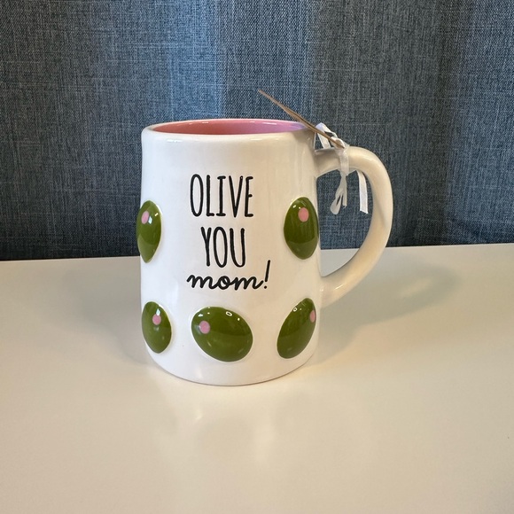 Lang By Design Coffee Mug Olive You Mom! Hand Painted Embossed 16oz Cup - Picture 1 of 7